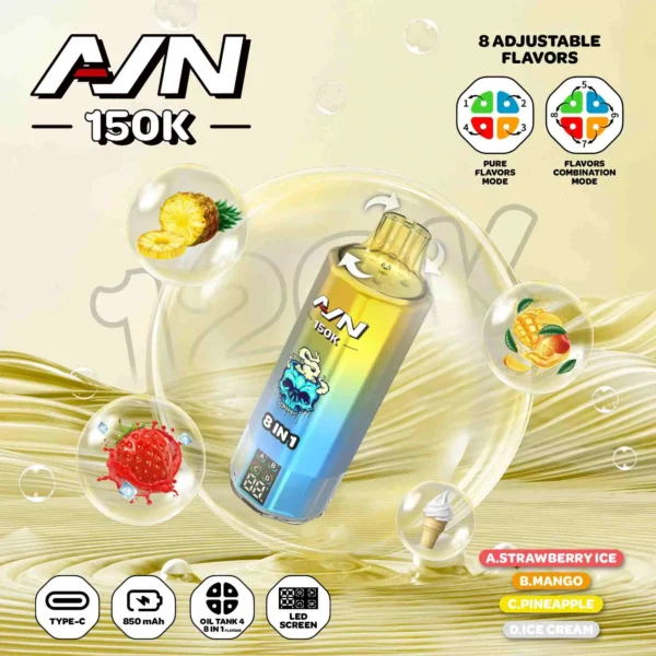 AIVONO AIM AVN 150K PUFFS Disposable Vape|8 in 1 Flavors|50MG